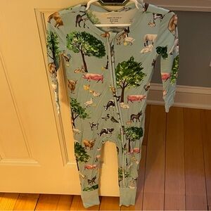 NWT Posh Peanut Bamboo Brayden Farm Animal Convertible Foot Zippy Pajama